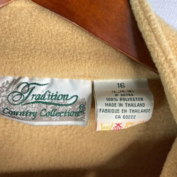 VINTAGE Tradition Country Paisley Embroidered Fleece Jacket Tan Zip Grandma L - Picture 9 of 11